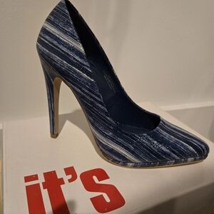 Blue Striped Women's Heels